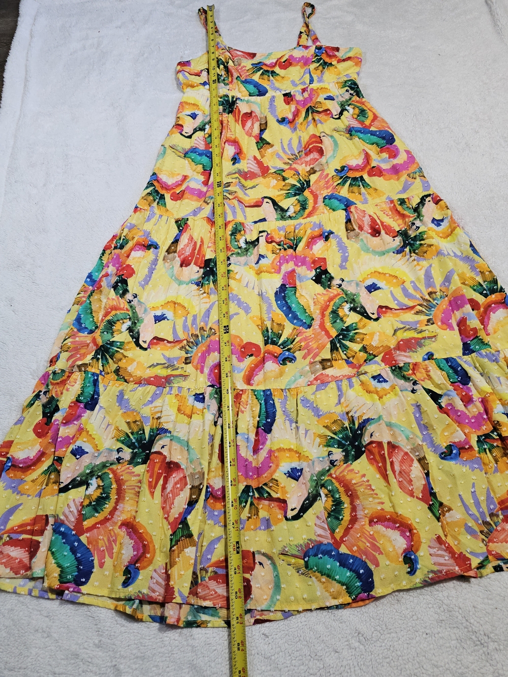 Anthropologie Farm Rio Yellow Textured Tropical Floral Maxi Dress Women's M - Picture 15 of 16